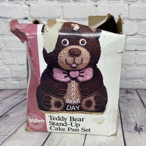 Vintage Wilton Teddy Bear Stand-Up Cake Pan Set 2105-2325 - Set complete